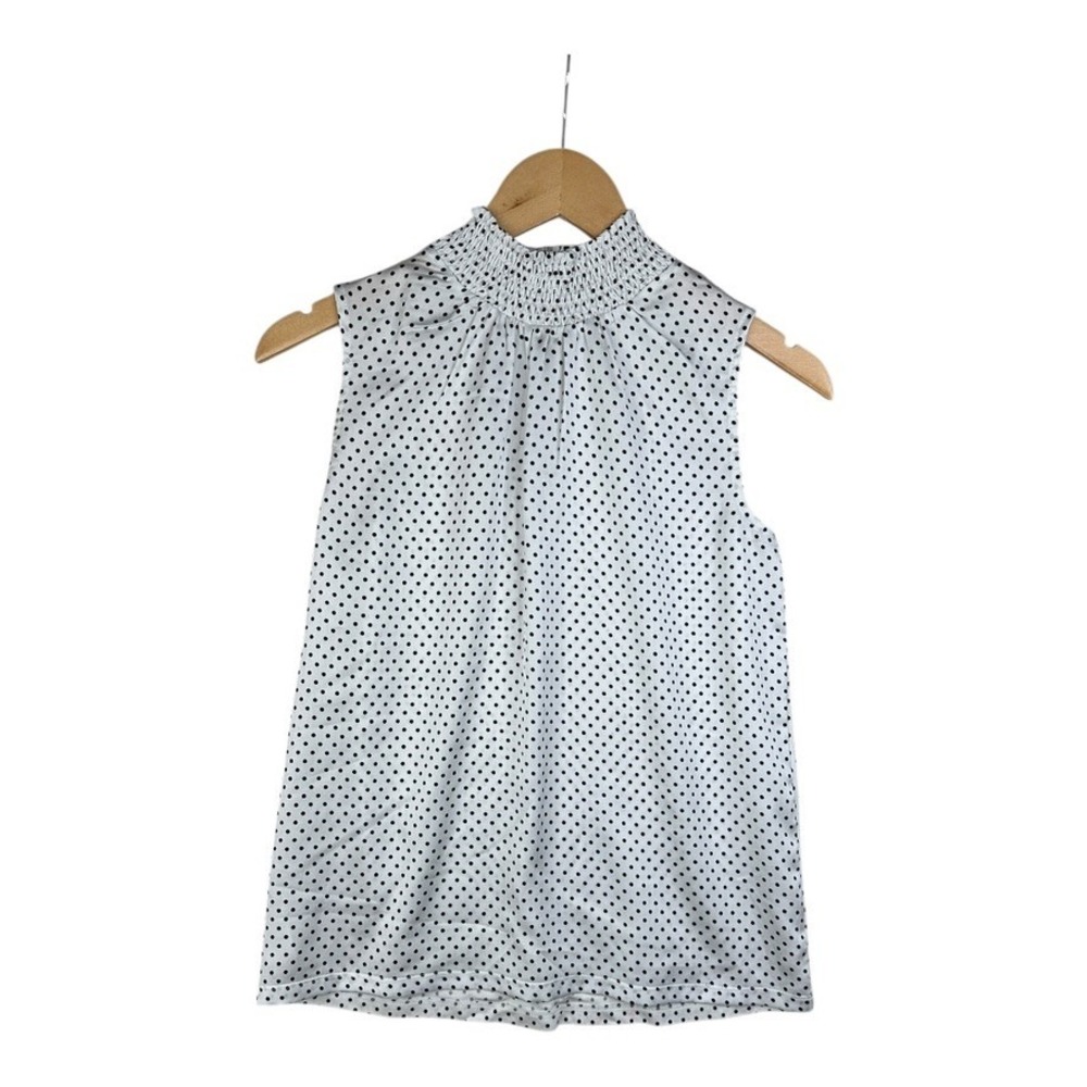 Ann Taylor Factory Polka Dot Ruffle Tie Back Shell Top Size XS